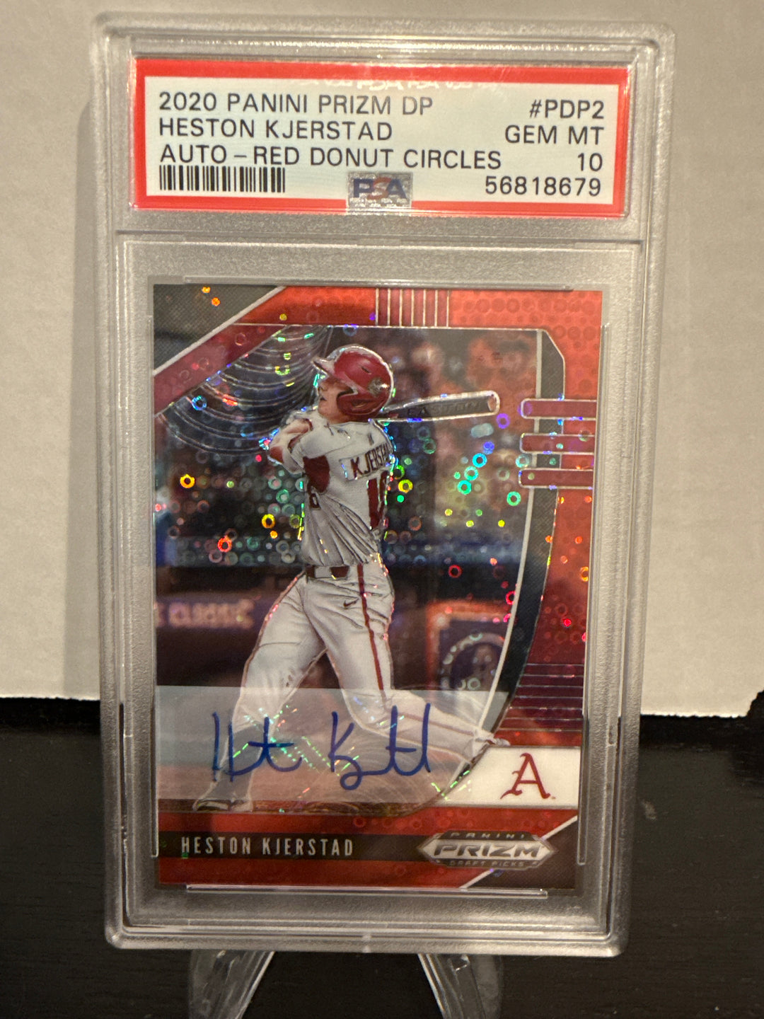 Heston Kjerstad 2020 Panini Prizm Draft Picks Red Donut Circles Auto, 92/99, PSA 10 Gem Mint