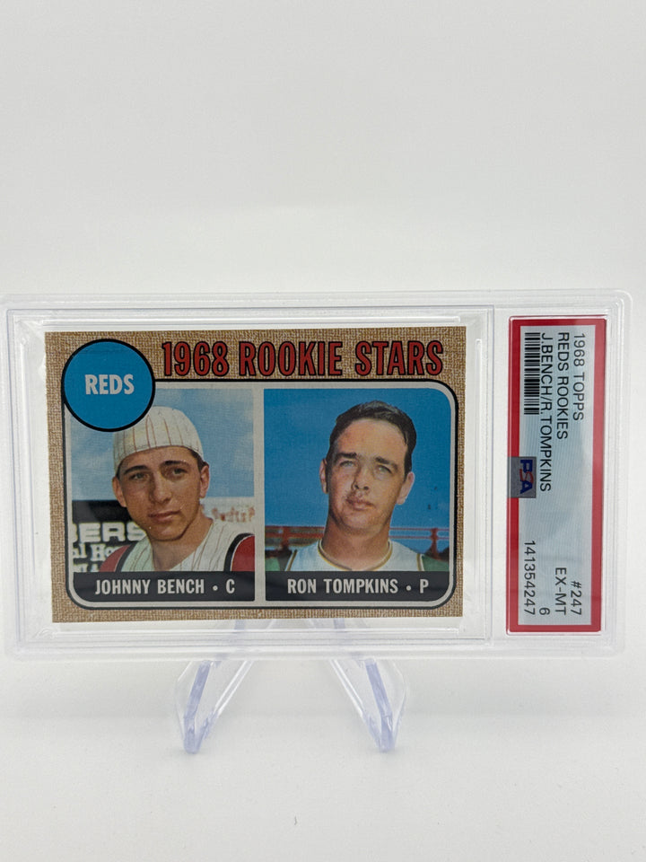 Johnny Bench/Ron Tompkins 1968 Topps Rookie Stars, PSA 6