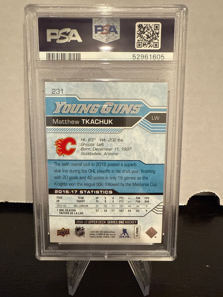 Matthew Tkachuk 2016 Upper Deck Young Guns Rookie, PSA 10 Gem Mint