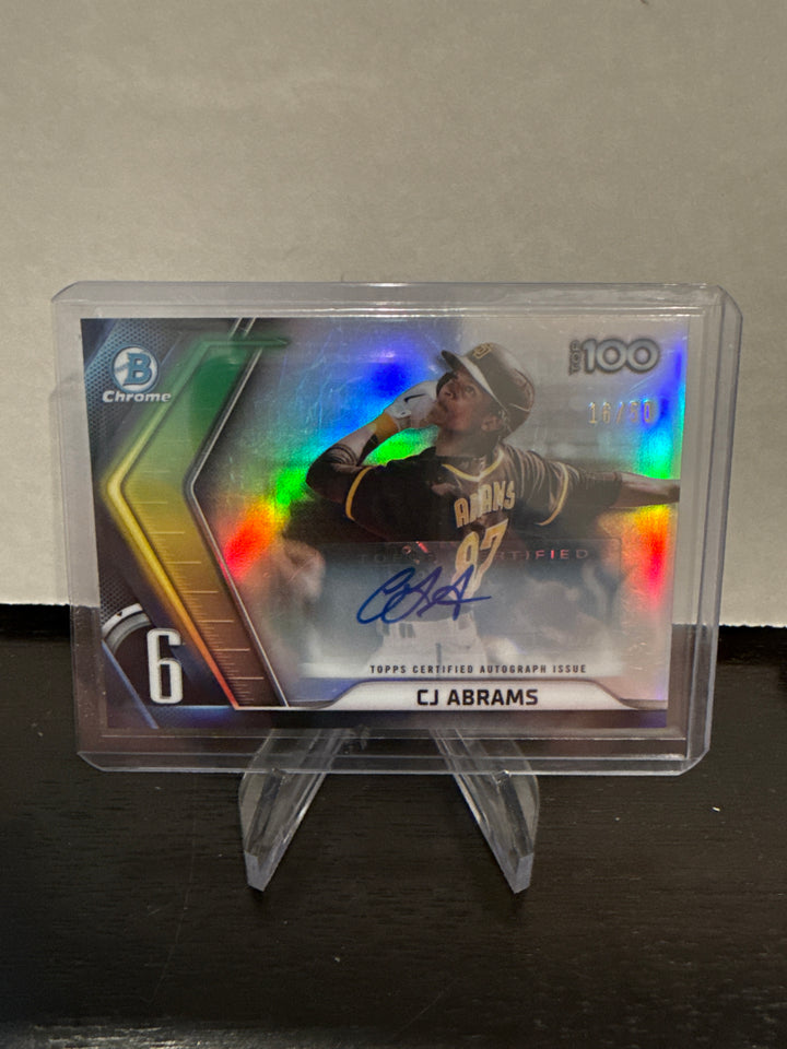 CJ Abrams 2022 Bowman Chrome Top 100 Prospects Auto, 16/50
