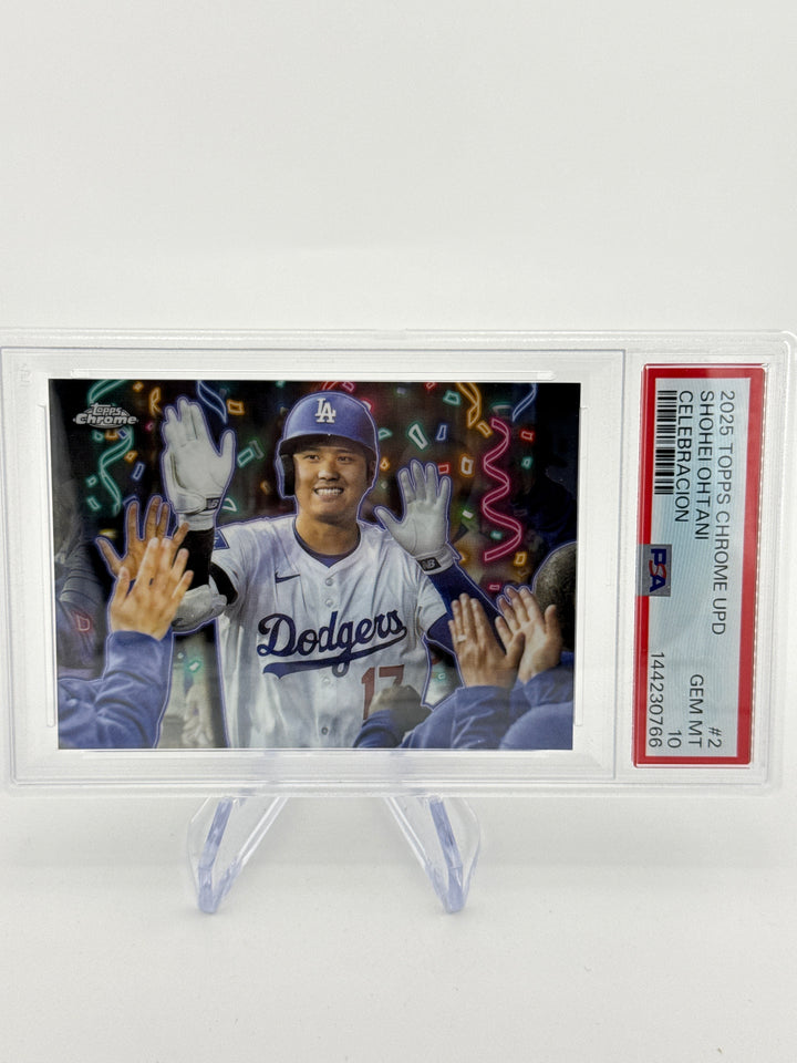 Shohei Ohtani 2025 Topps Chrome Update Celebracion SSP Case Hit, PSA 10 Gem Mint