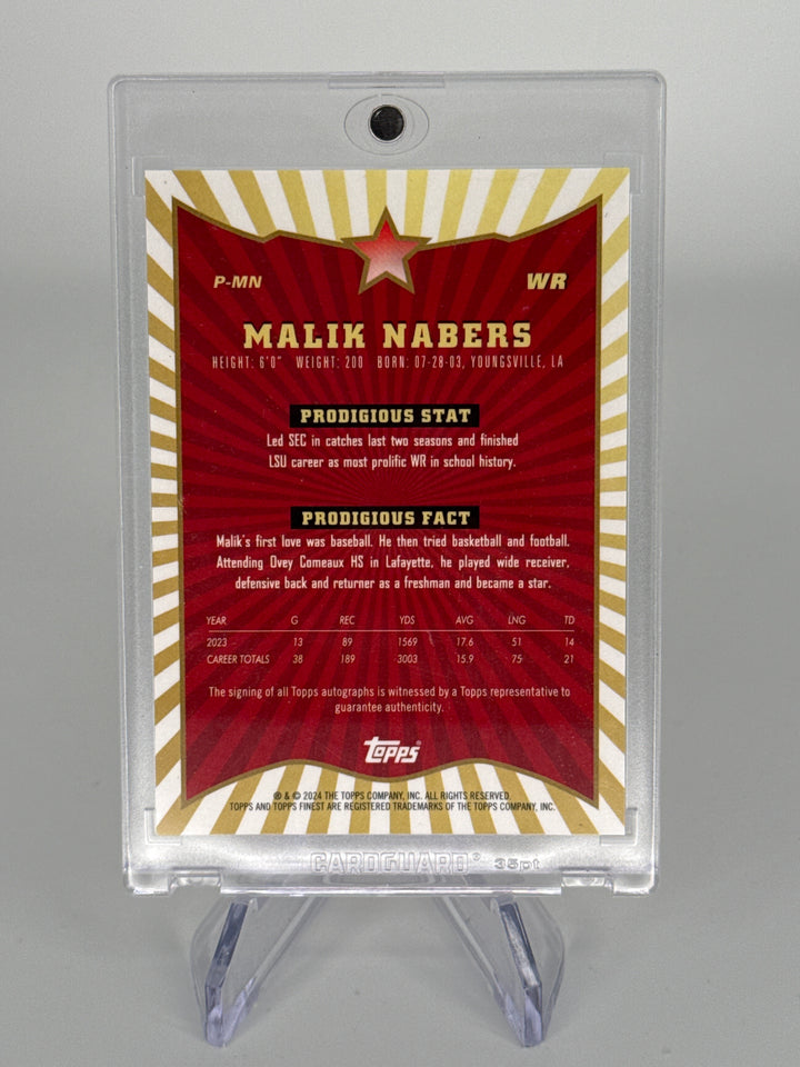 Malik Nabers 2024 Topps Finest Prodigies Rookie Auto