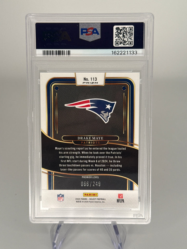 Drake Maye 2024 Panini Select Red/White/Blue Tri Color Rookie, 066/249, PSA 9 Mint