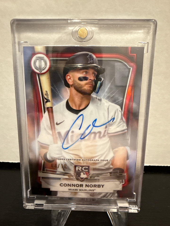 Connor Norby 2025 Topps Tribute League Inauguration Rookie Auto Red, 04/10