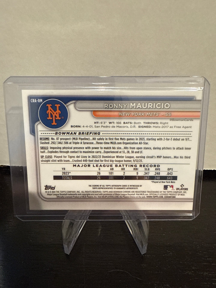 Ronny Mauricio 2024 Topps Chrome Rookie Auto Orange Refractor, 24/25