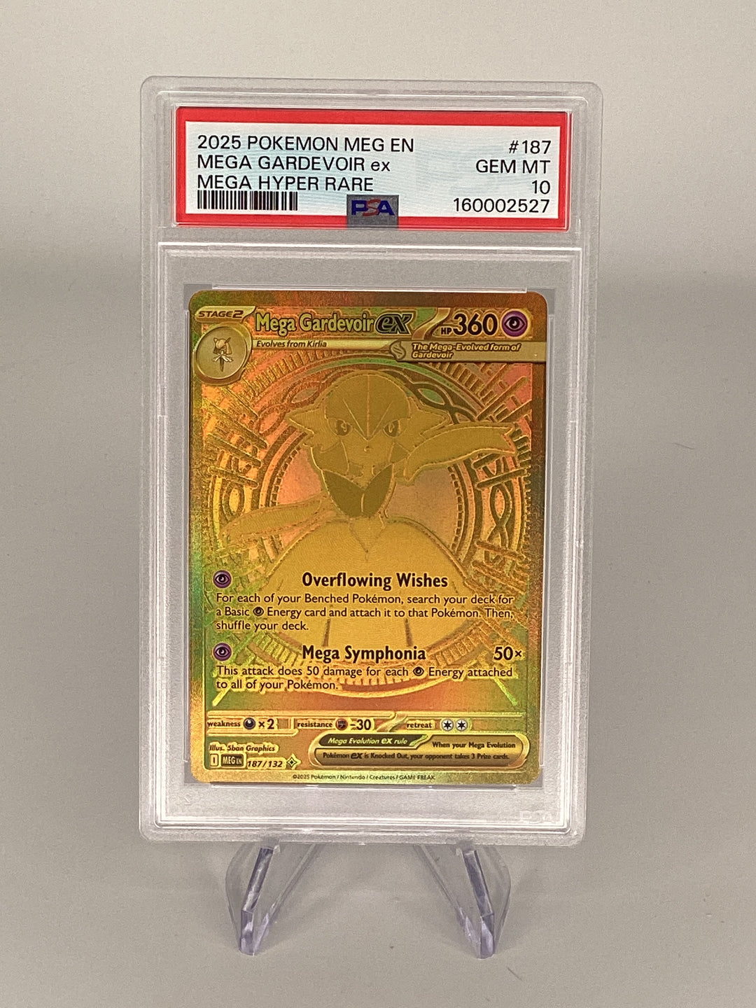 Pokemon TCG 2025 Mega Gardevoir EX Mega Evolutions Mega Hyper Rare, 187/132, PSA 10 Gem Mint