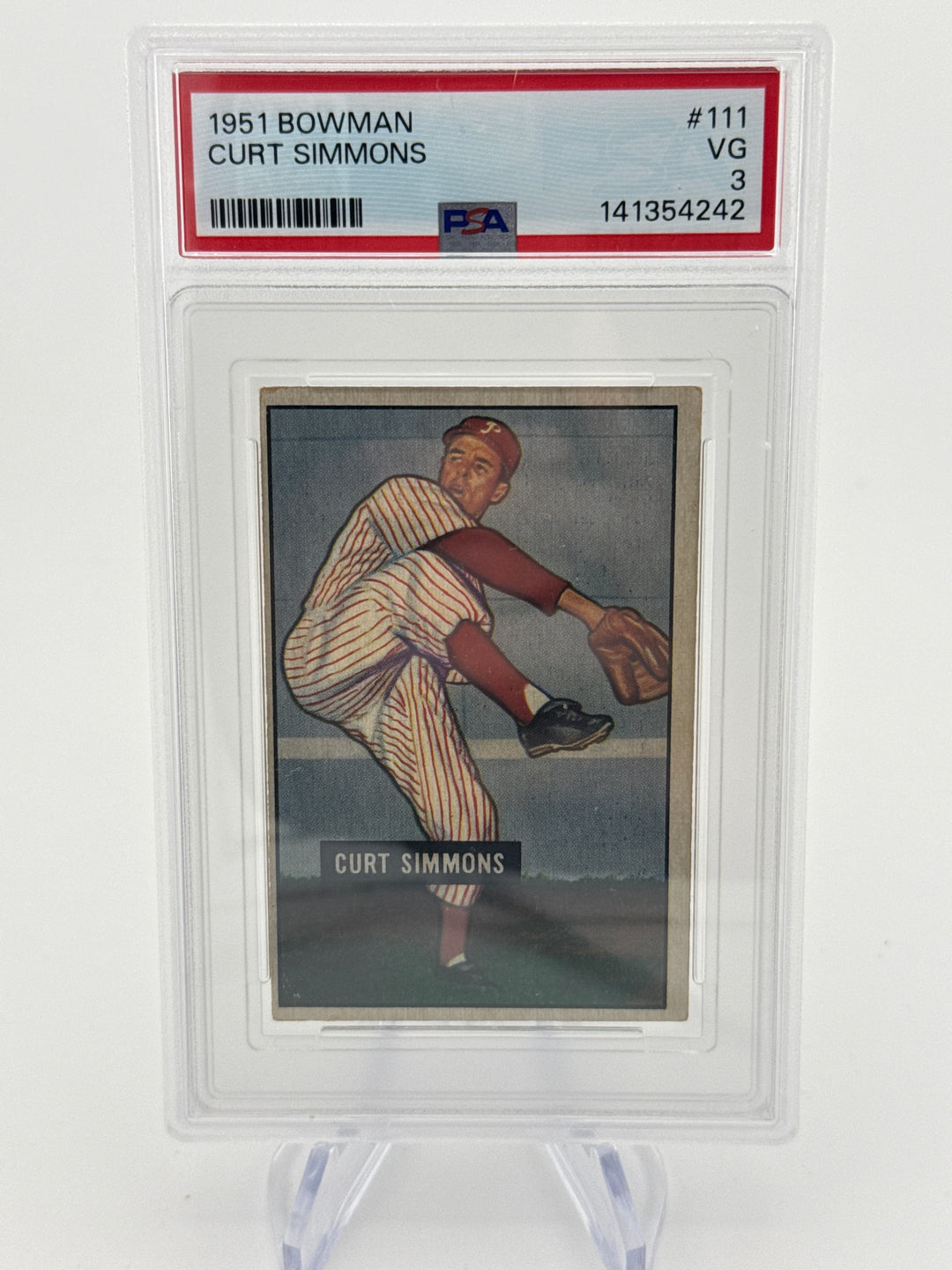 Curt Simmons 1951 Bowman, PSA 3