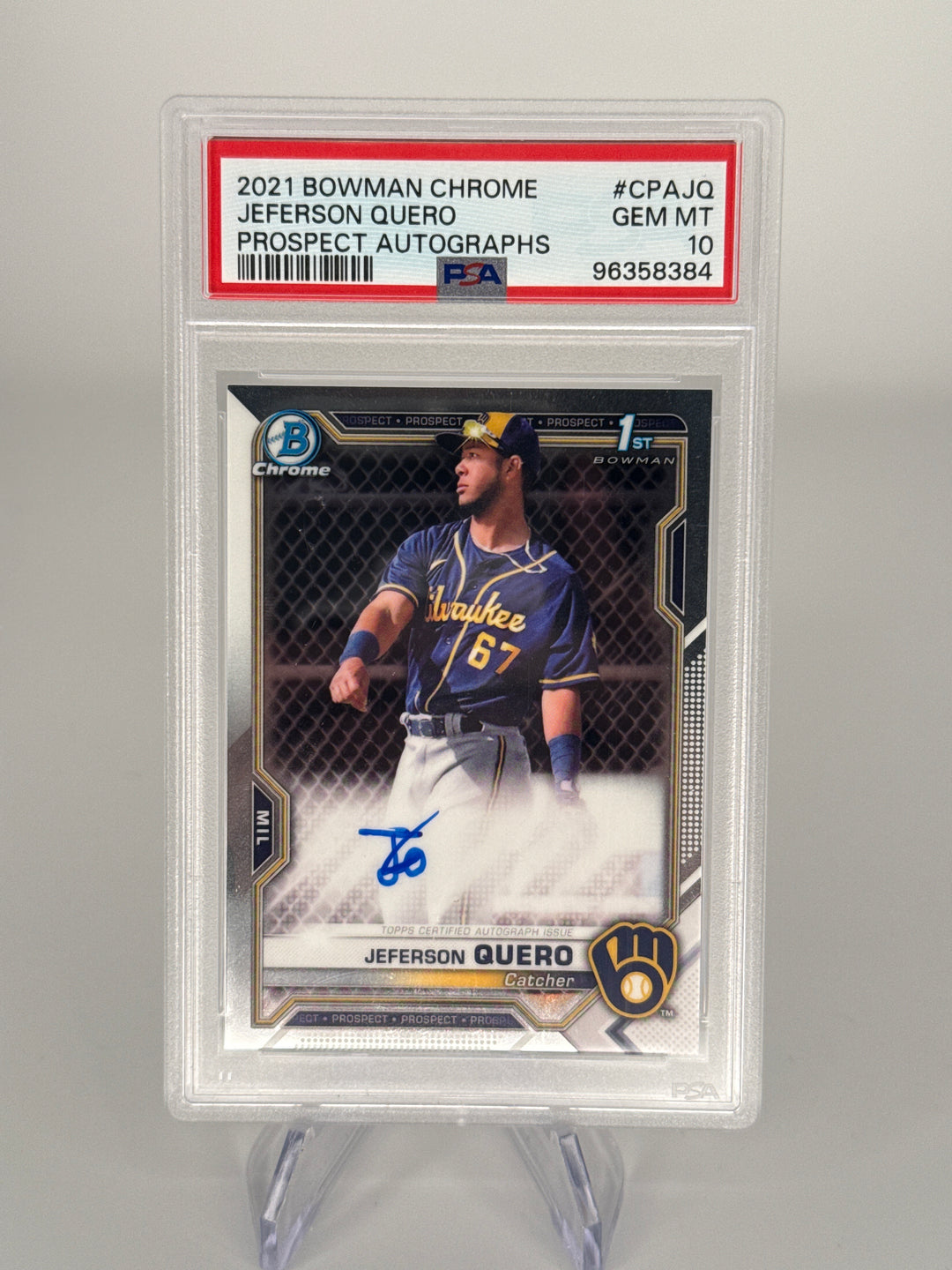 Jefferson Quero 2021 Bowman Chrome 1st Auto, PSA 10 Gem Mint