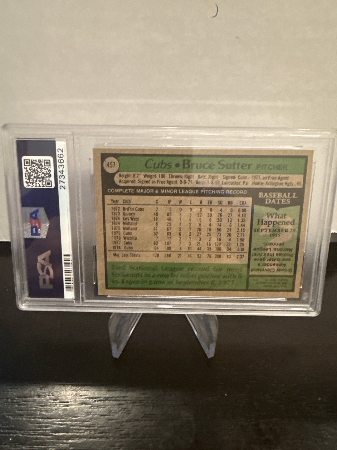 Bruce Sutter 1979 Topps, PSA 8