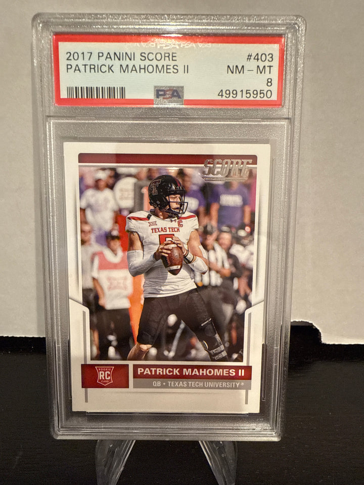 Patrick Mahomes 2017 Panini Score Rookie, PSA 8