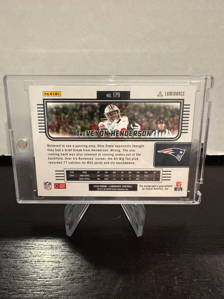 TreVeyon Henderson 2025 Panini Luminance Rookie Auto Pink, 02/10