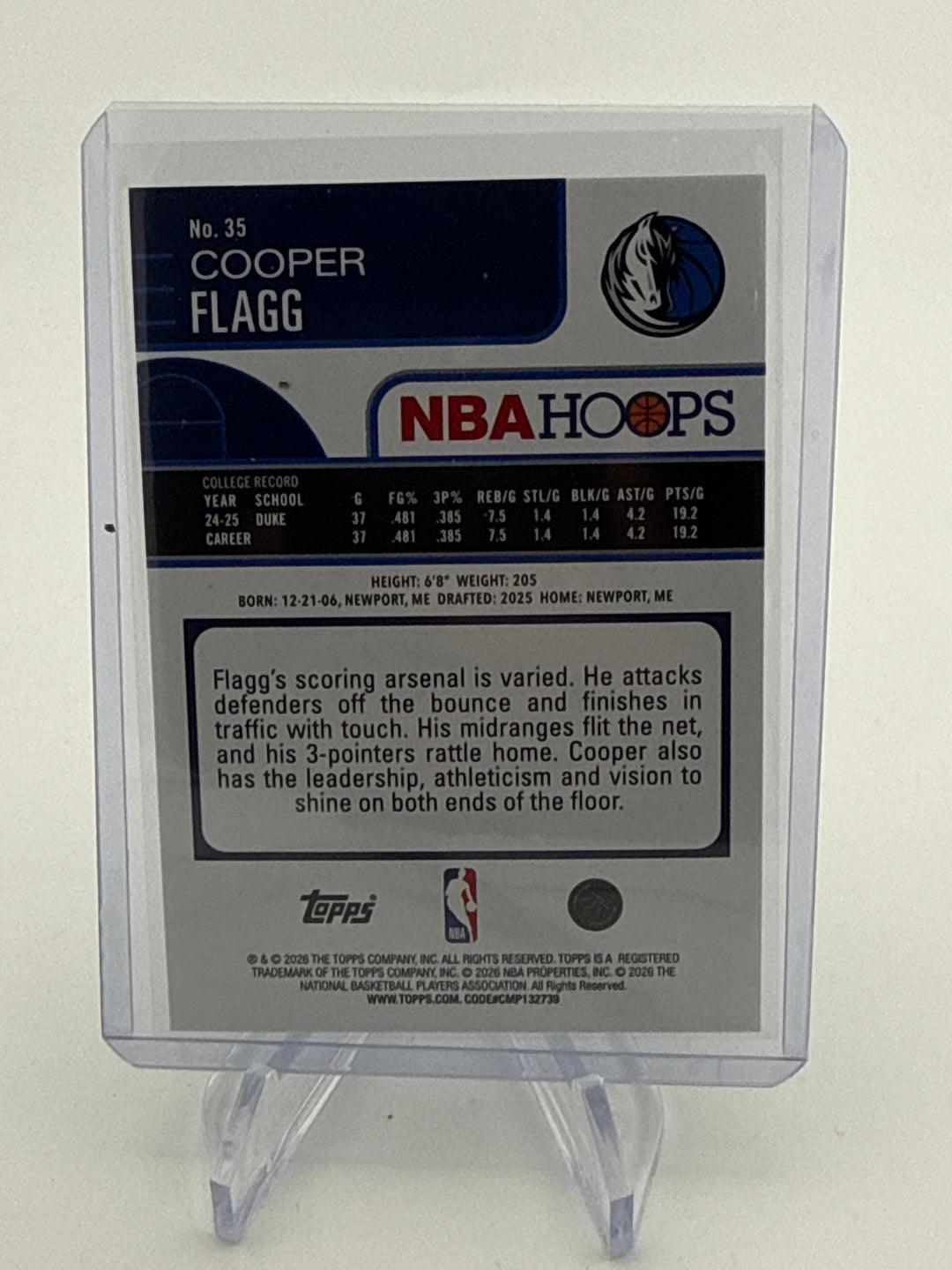 Cooper Flagg 2026 Topps NBA Hoops Green Foil SP Rookie