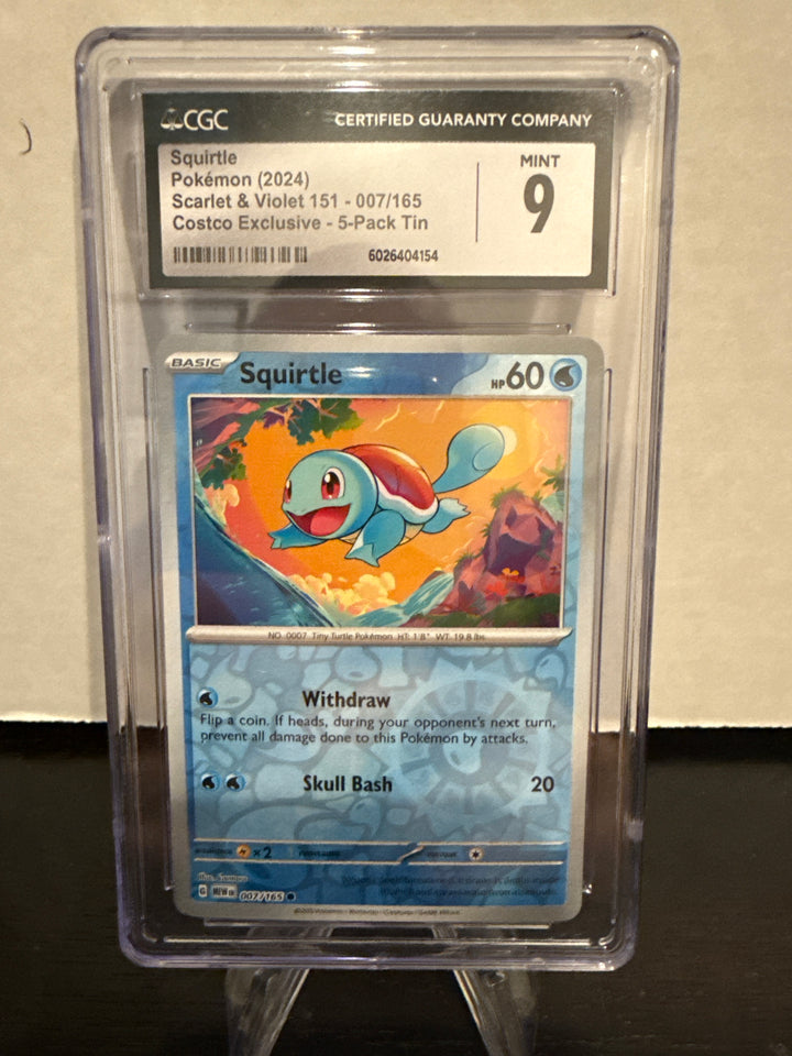 Pokemon TCG 2024 Squirtle Scarlet & Violet 151 Costco Exclusive 5 Pack Tin, 007/165, CGC 9 Mint
