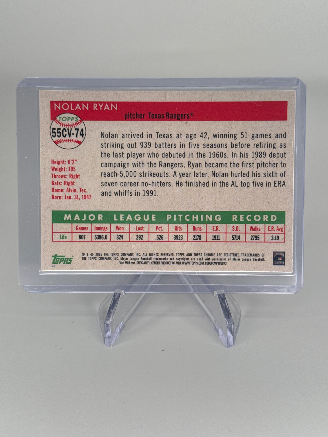 Nolan Ryan 2025 Topps Chrome Platinum City Variation SSP