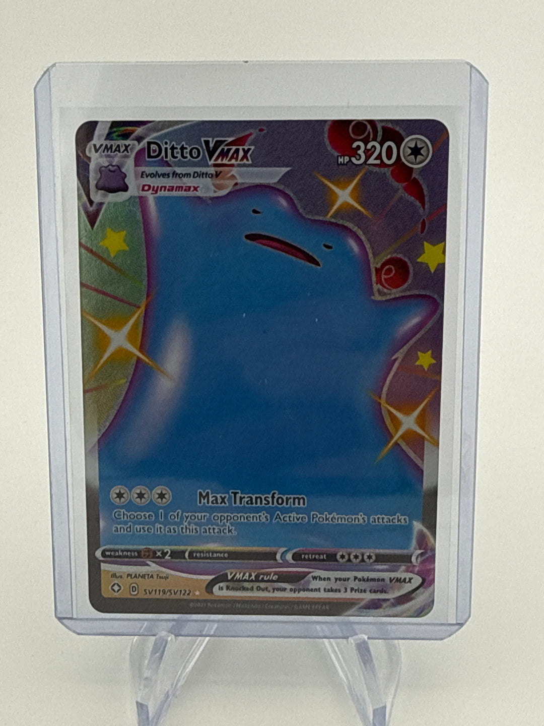 Pokémon TCG 2021 Ditto VMax Shining Fates Full Art Ultra Rare, SV119/SV122
