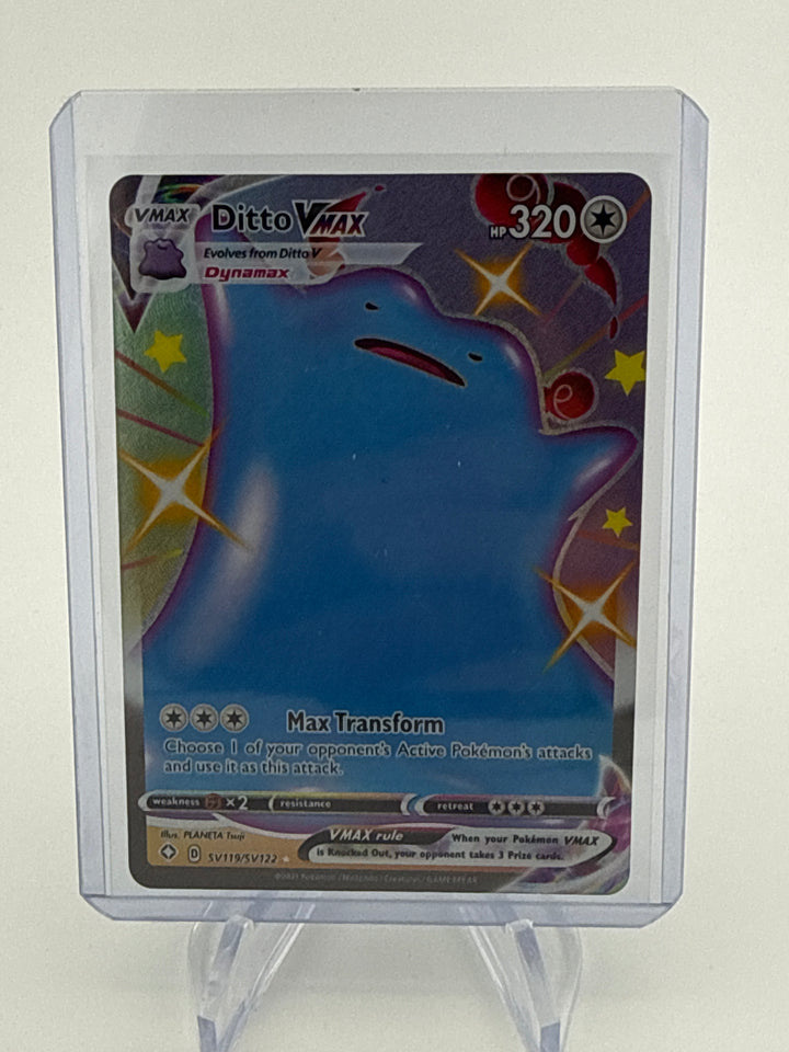Pokémon TCG 2021 Ditto VMax Shining Fates Full Art Ultra Rare, SV119/SV122
