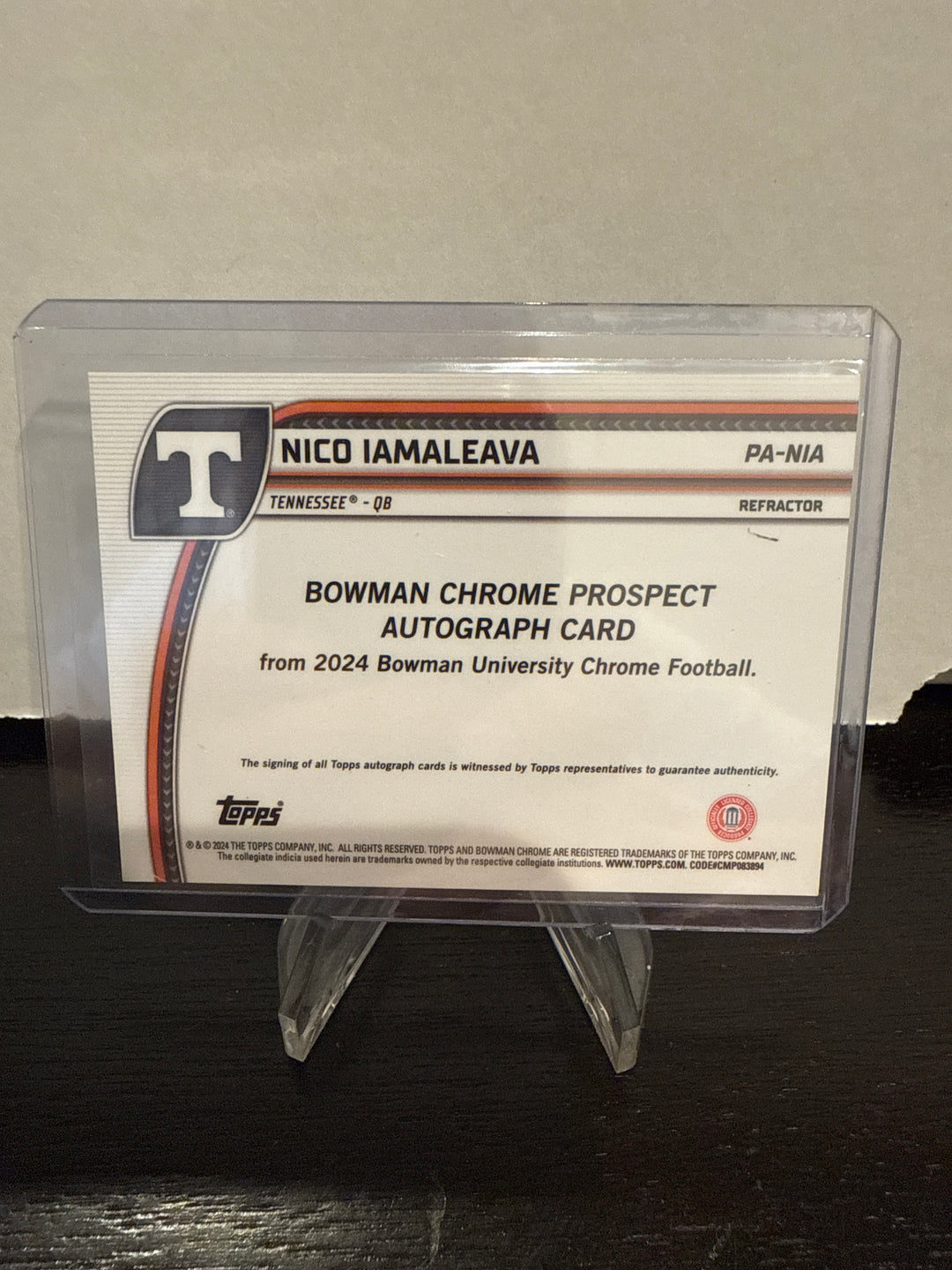 Nico Iamaleava 2024 Topps Bowman Chrome University 1st Auto Refractor, 037/299