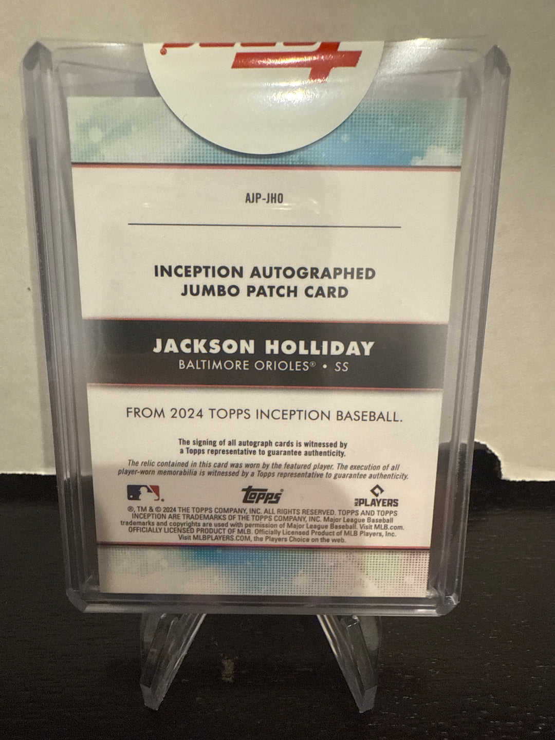 Jackson Holliday 2024 Topps Inception Rookie Patch Auto, 100/125