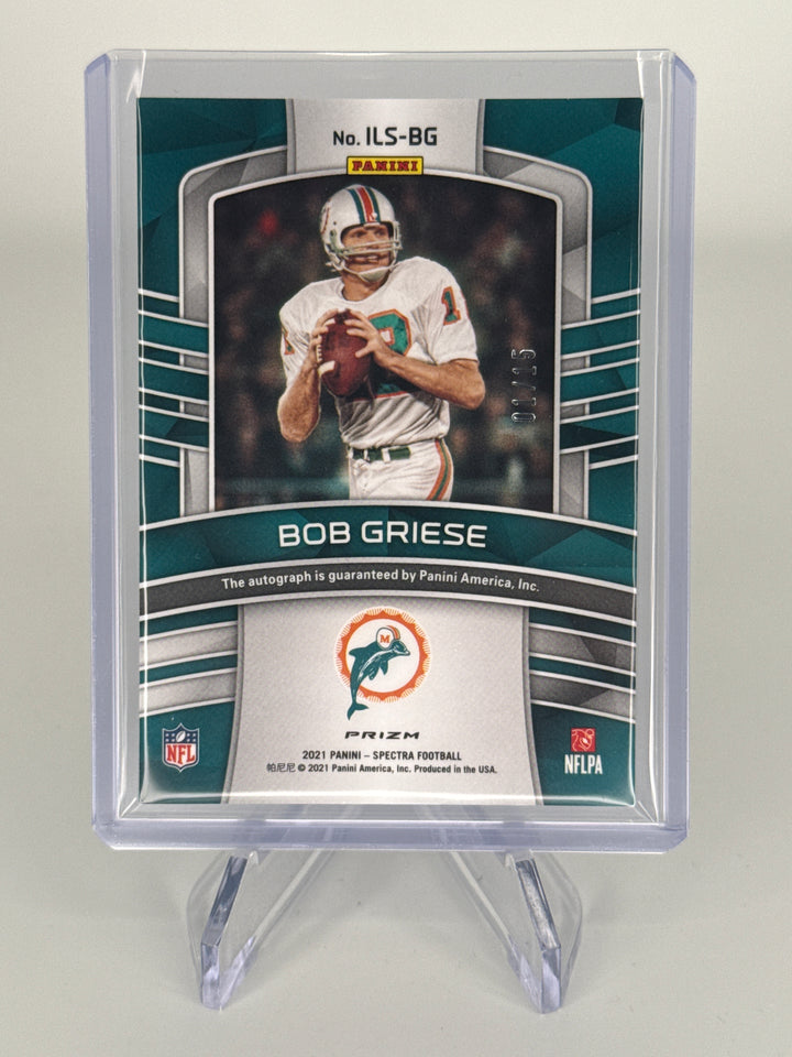 Bob Griese 2021 Panini Spectra Illustrious Legends Neon Blue Auto, 01/15