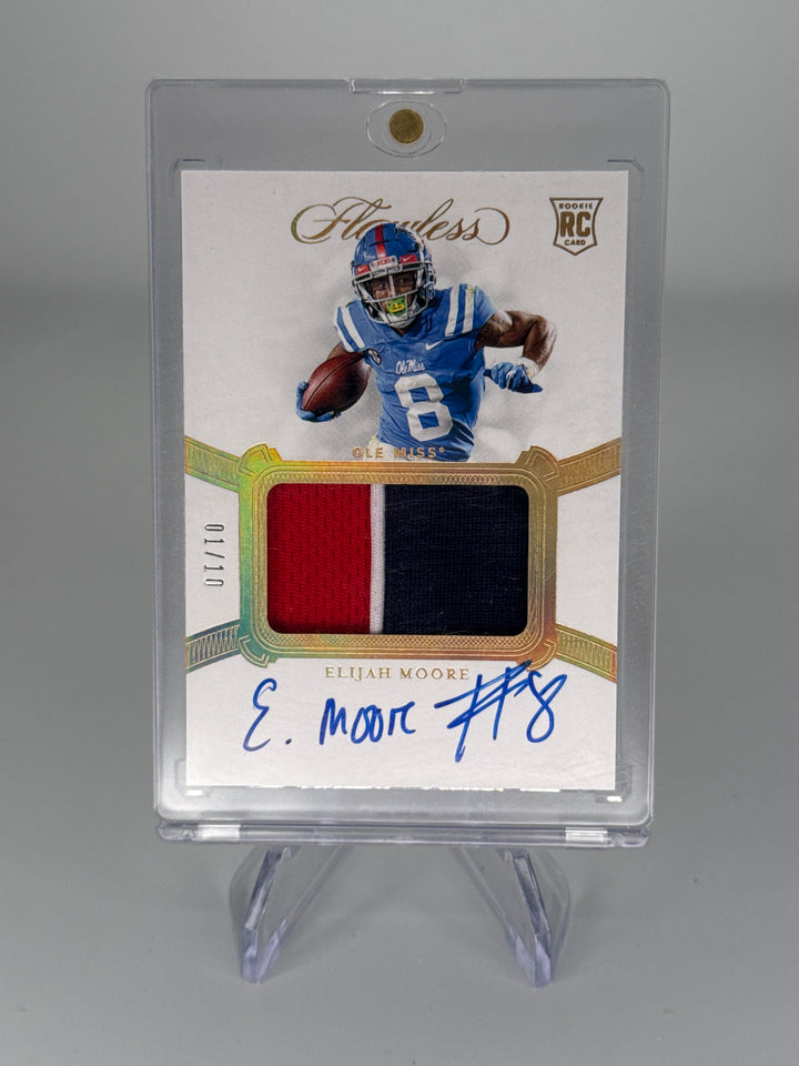 Elijah Moore 2019 Panini Flawless Collegiate Rookie Patch Auto Gold, 01/10
