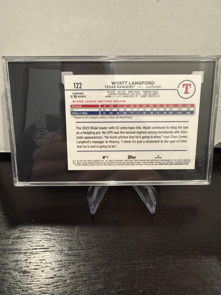 Wyatt Langford 2024 Topps Chrome SP Variation Rookie, SGC 9.5