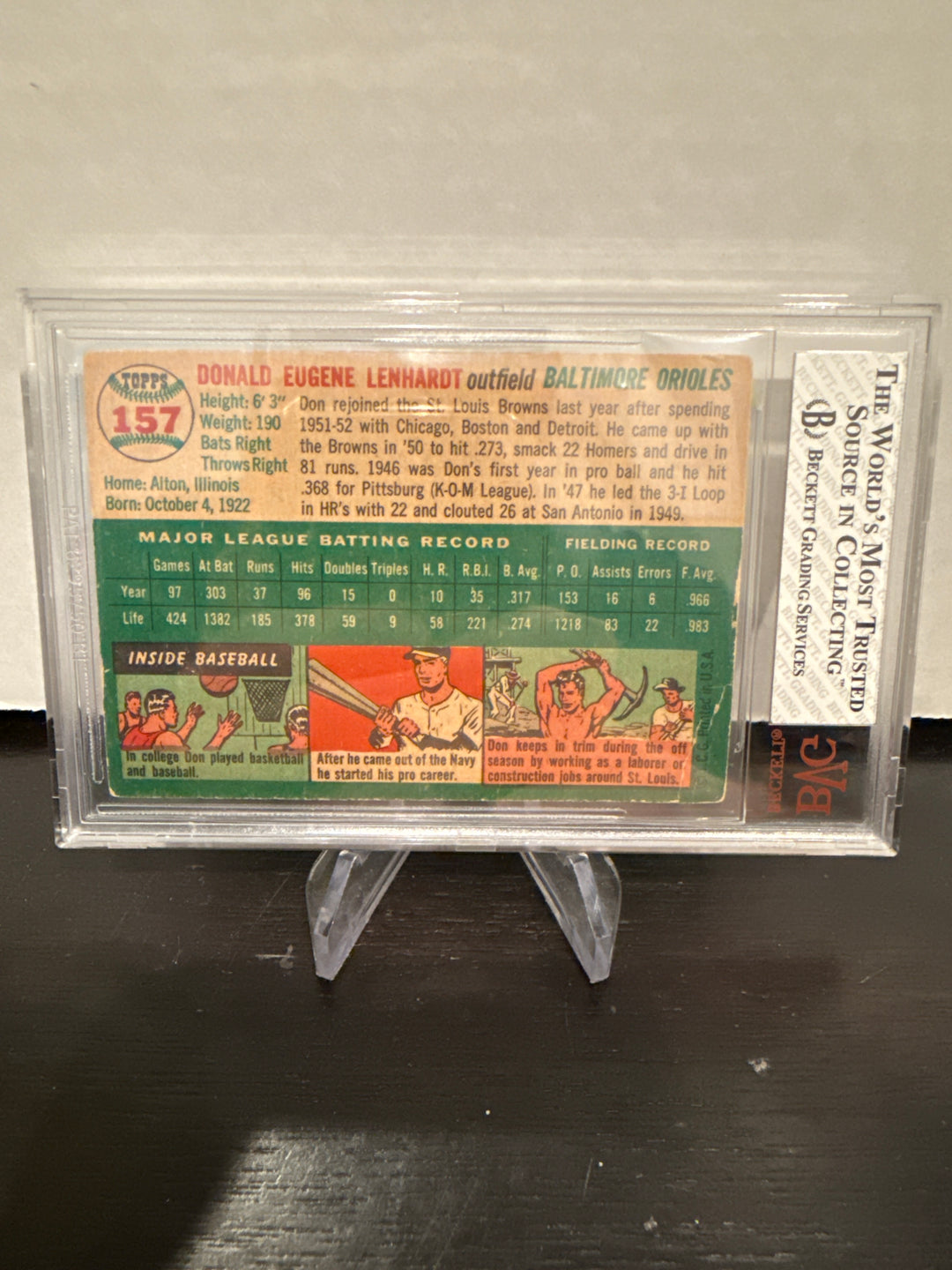 Don Lenhardt 1954 Topps, BVG 3.5