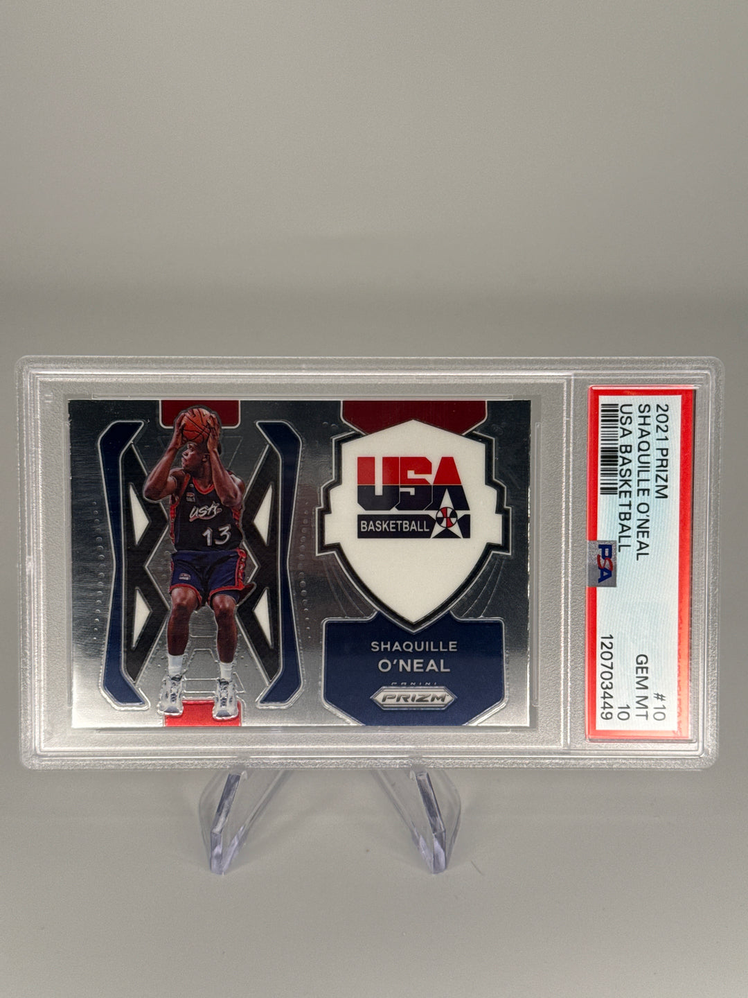 Shaquille O'Neal 2021 Panini Prizm USA Basketball, PSA 10 Gem Mint