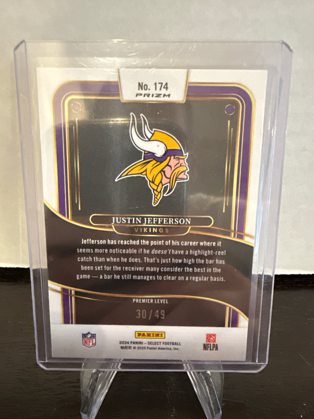 Justin Jefferson 2024 Panini Select Red No Huddle Prizm, 30/49