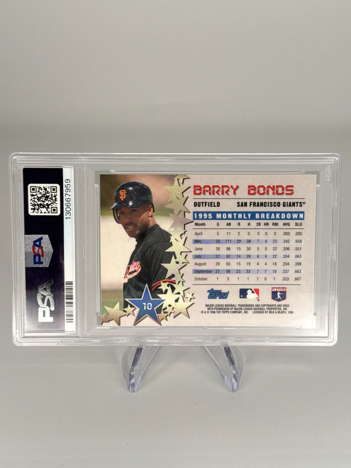 Barry Bonds 1996 Topps Power Boosters, PSA 9 Mint