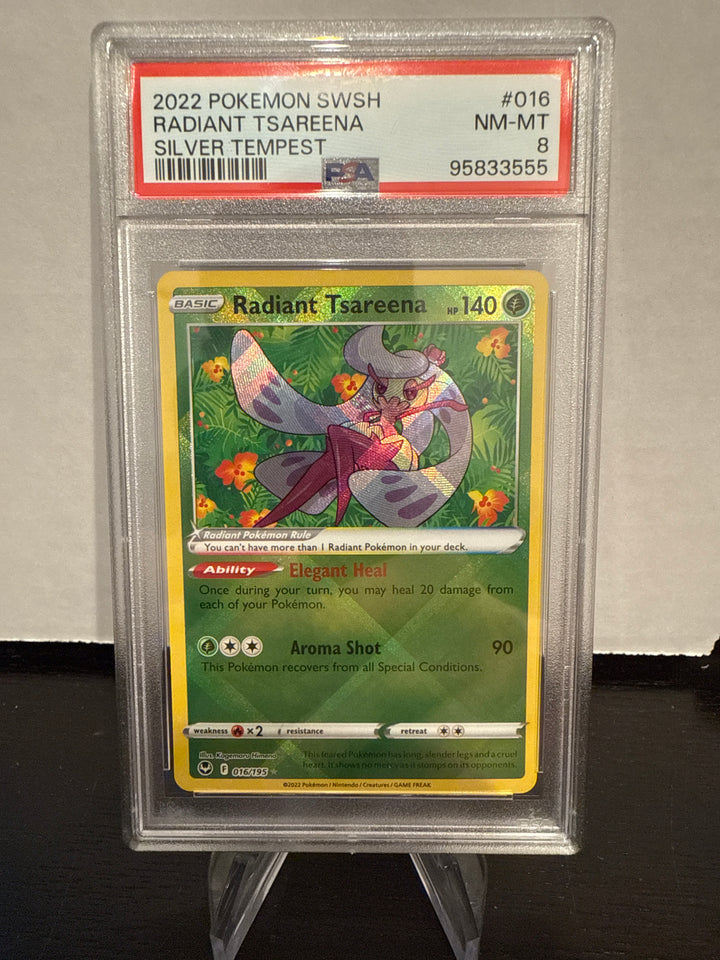 Pokemon TCG 2022 Radiant Tsareena Silver Tempest, 016/195, PSA 8