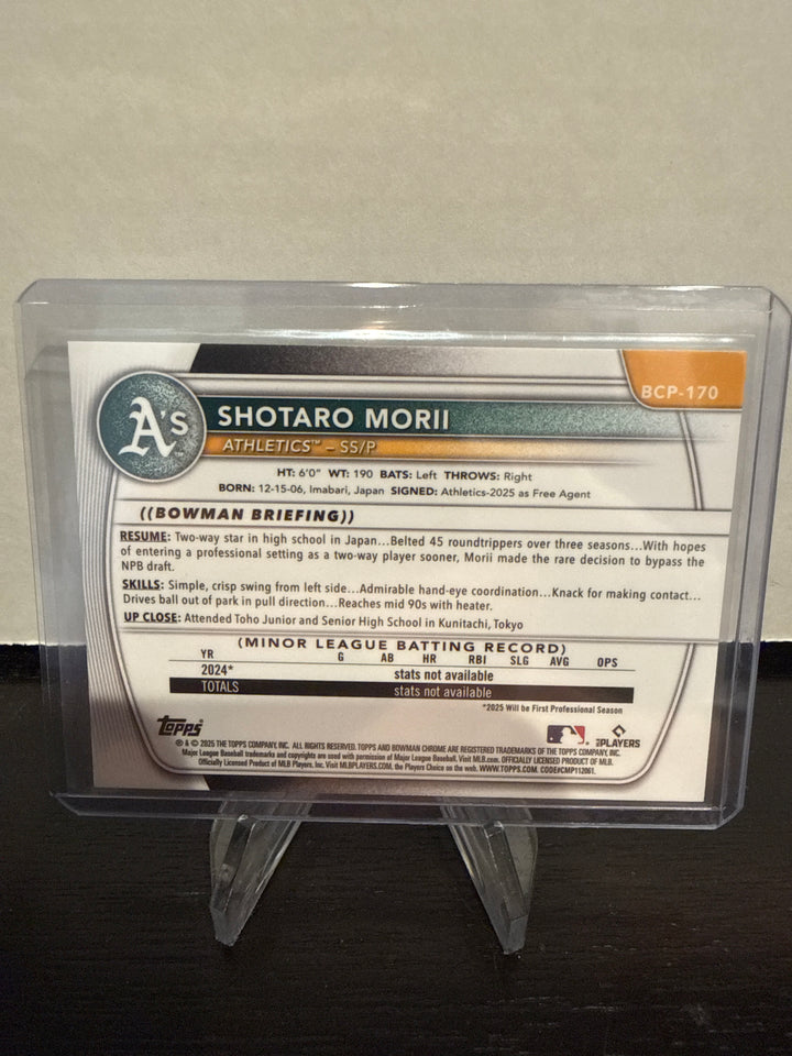 Shotaro Morii 2025 Bowman Chrome Green Wave 1st, 08/99