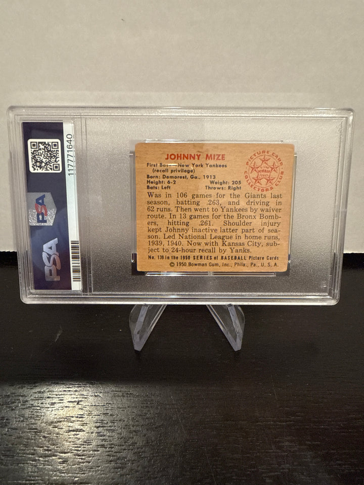 Johnny Mize 1950 Bowman, PSA 3