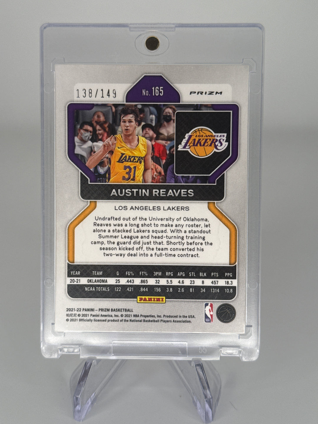 Austin Reaves 2021 Panini Prizm Purple Ice Rookie, 138/149