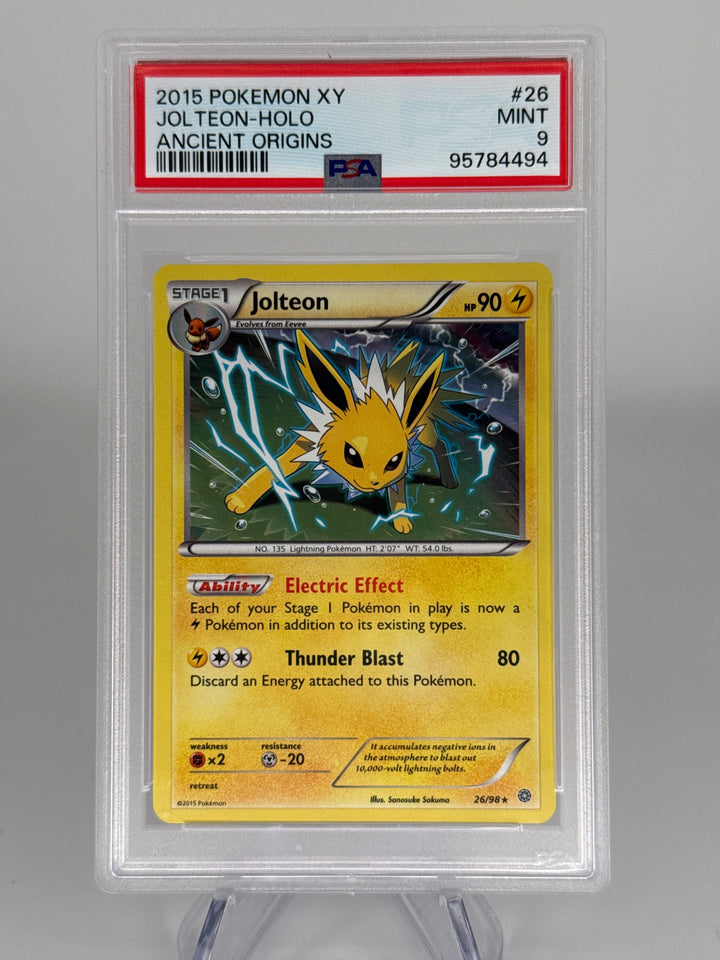 Pokemon TCG 2015 Jolteon XY Ancient Origins Holo, 26/98, PSA 9 Mint