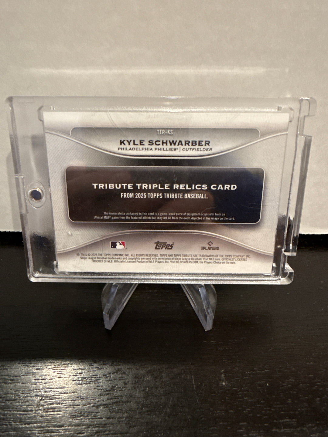 Kyle Schwarber 2025 Topps Tribute Triple Relic 1/1