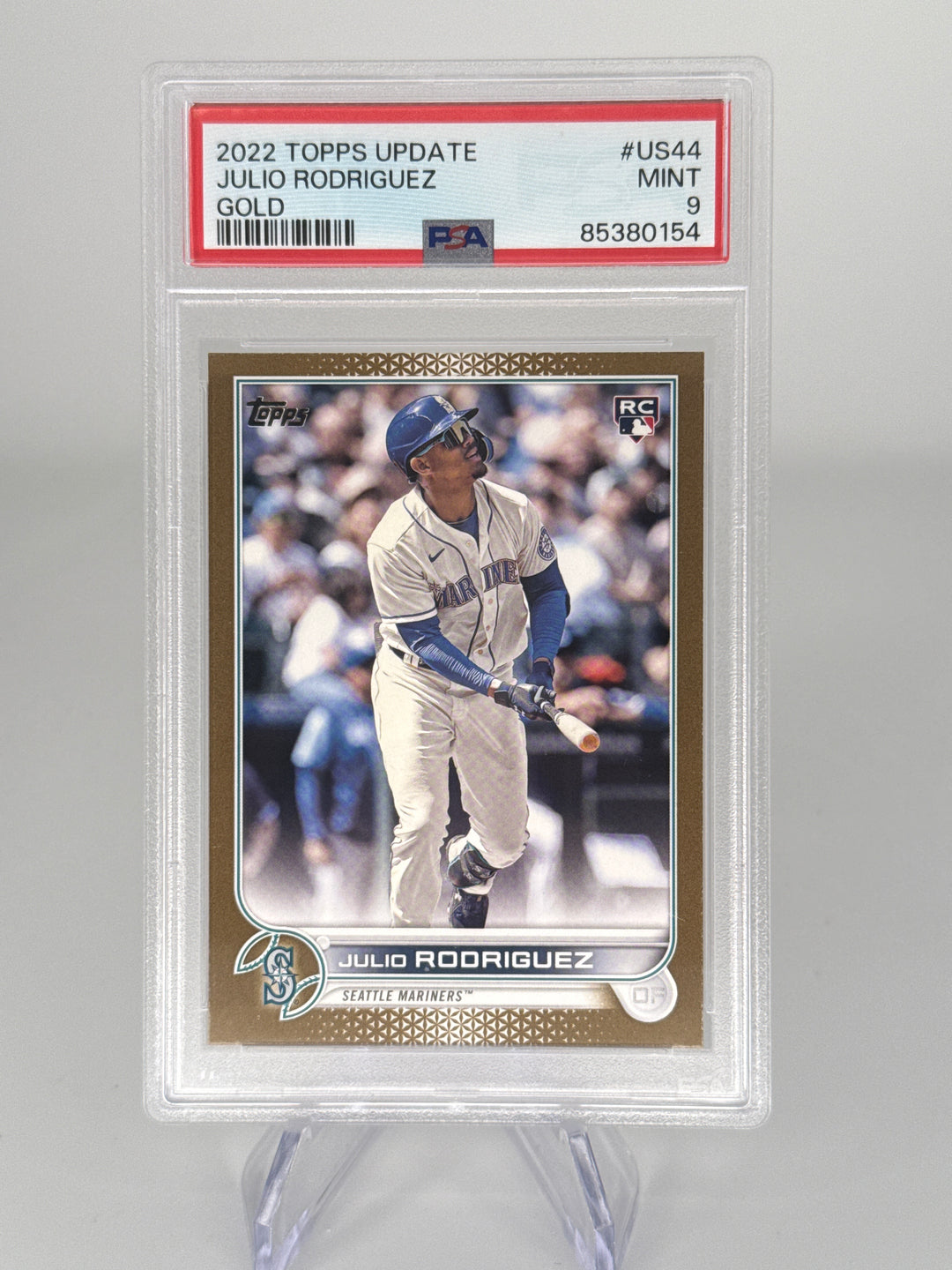 Julio Rodriguez 2022 Update Series Gold Rookie, 0538/2022, PSA 9 Mint