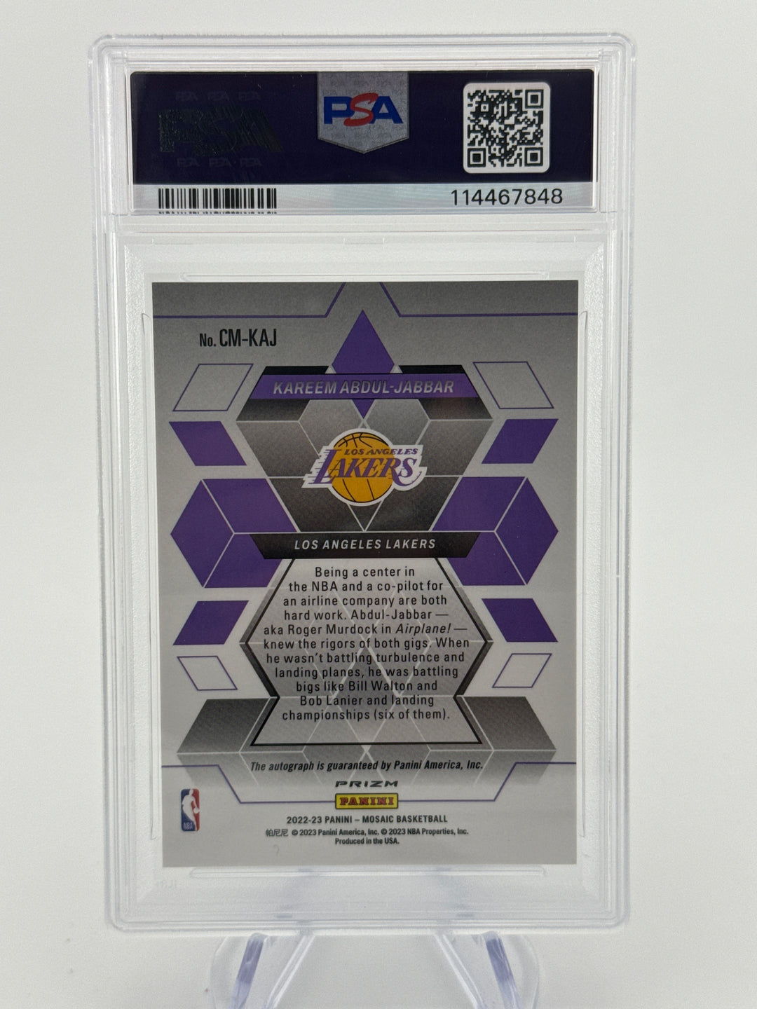Kareem Abdul-Jabbar 2022 Panini Mosaic Red Wave Collage Auto, PSA 10 Gem Mint, PSA 10 Auto