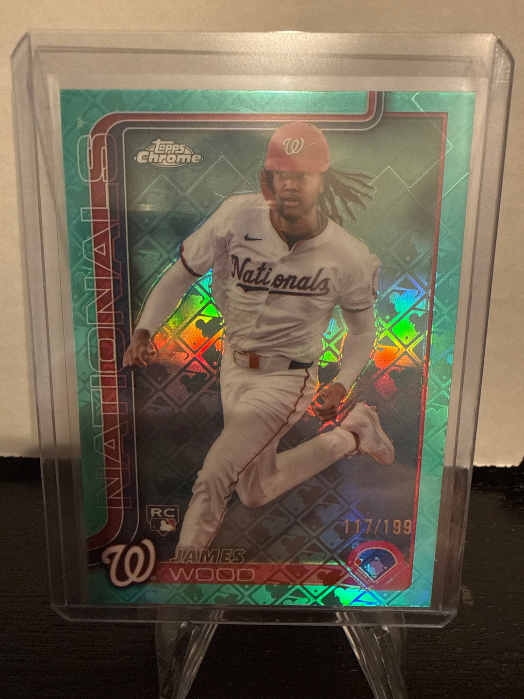 James Wood 2024 Topps Chrome Logofractor Aqua Rookie, 117/199