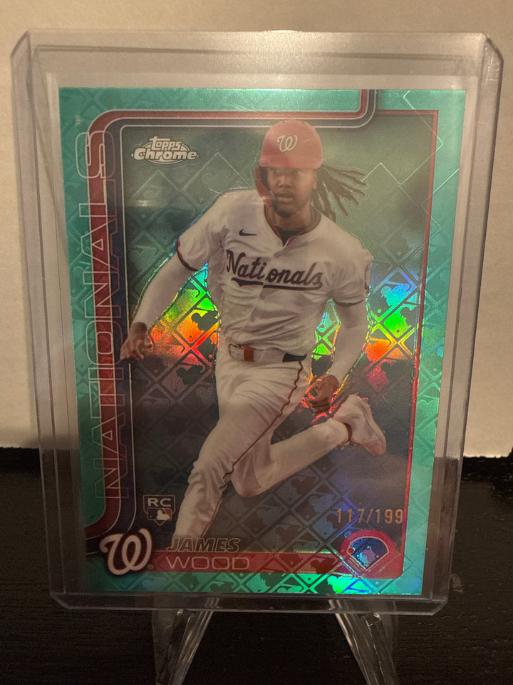 James Wood 2024 Topps Chrome Logofractor Aqua Rookie, 117/199
