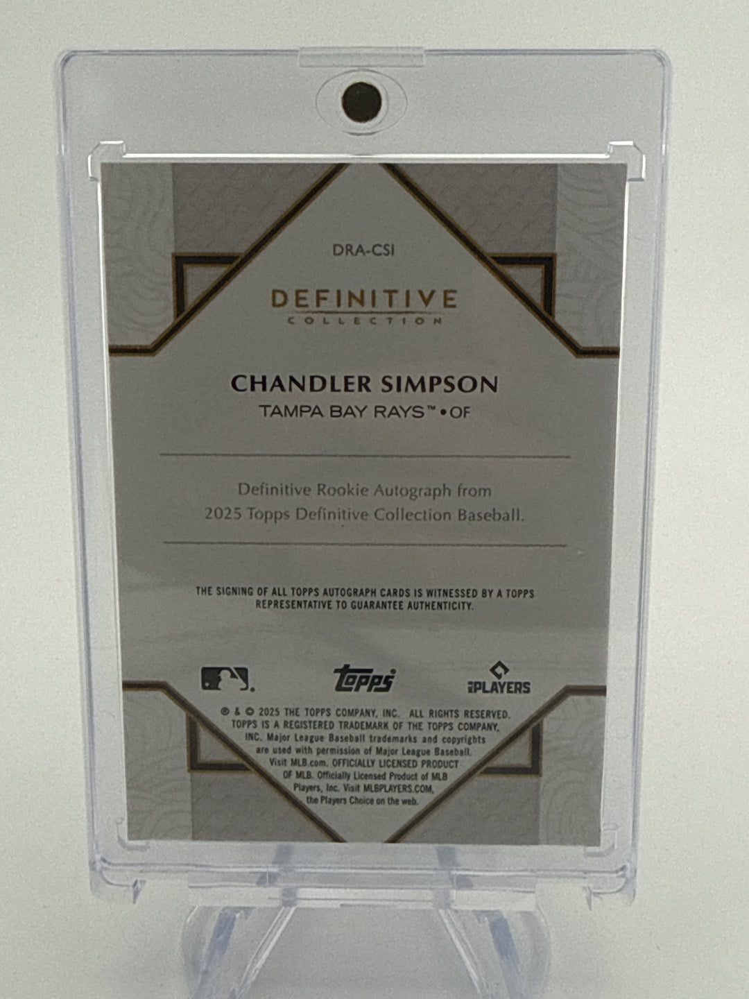 Chandler Simpson 2025 Topps Definitive Collection Rookie Auto Red, 4/5