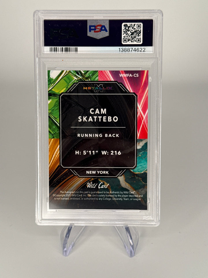 Cam Skattebo 2025 Wild Card Metallix Rainbow 1/1 Rookie Auto, PSA 9 Mint