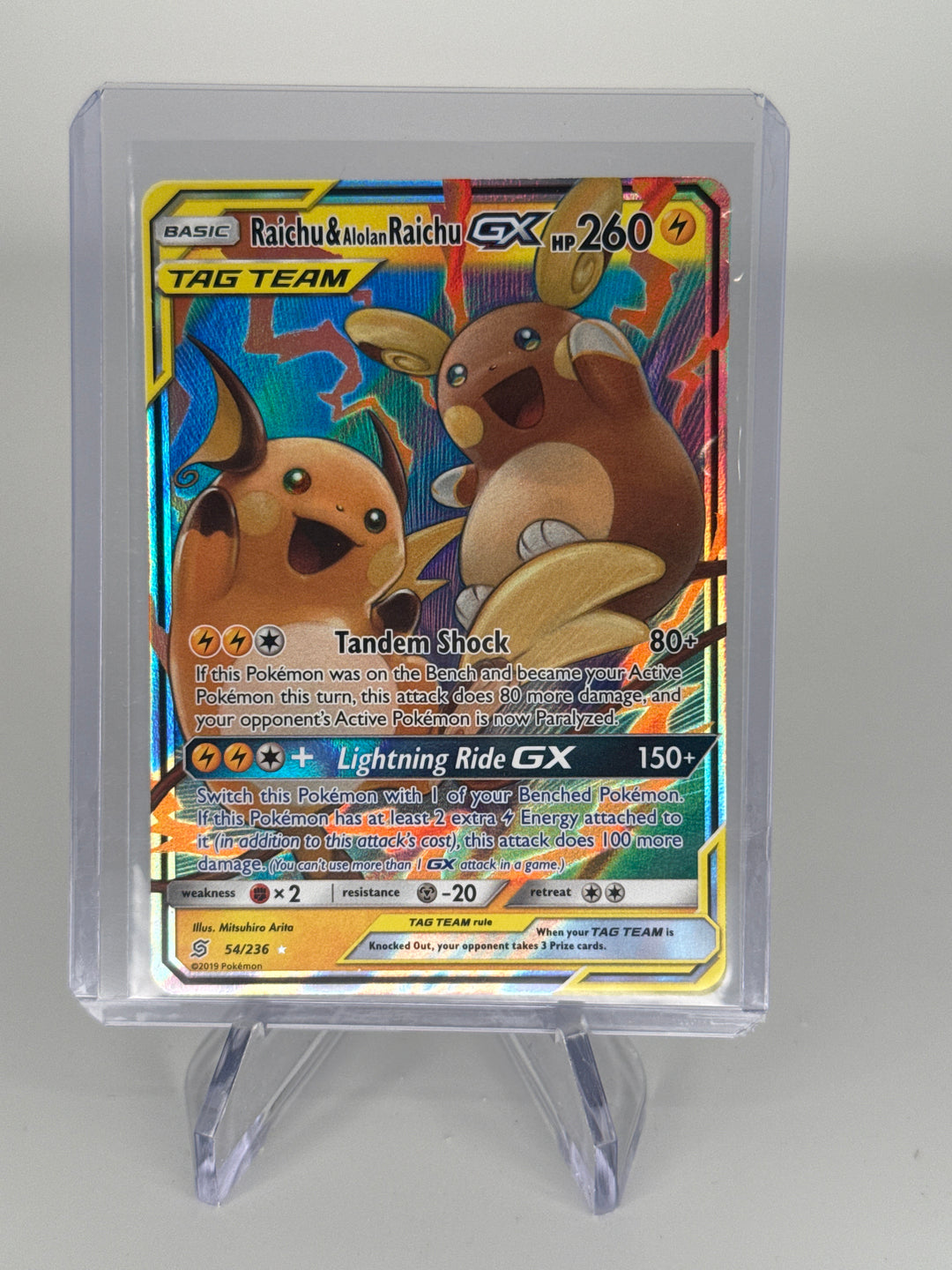 Pokemon TCG 2019 Raichu & Alolan Raichu Unified Minds Tag Team, 54/236
