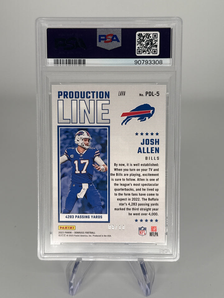 Josh Allen 2023 Panini Donruss Production Line Lava, 08/10, PSA 10 Gem Mint