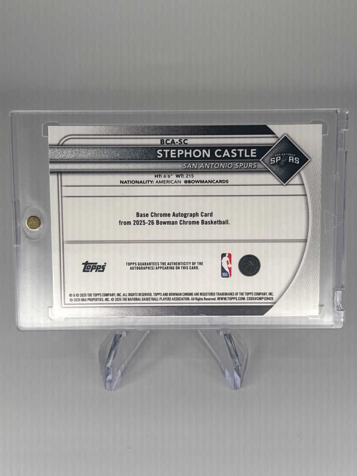 Stephon Castle 2025 Bowman Chrome Speckle Refractor Auto, 216/299