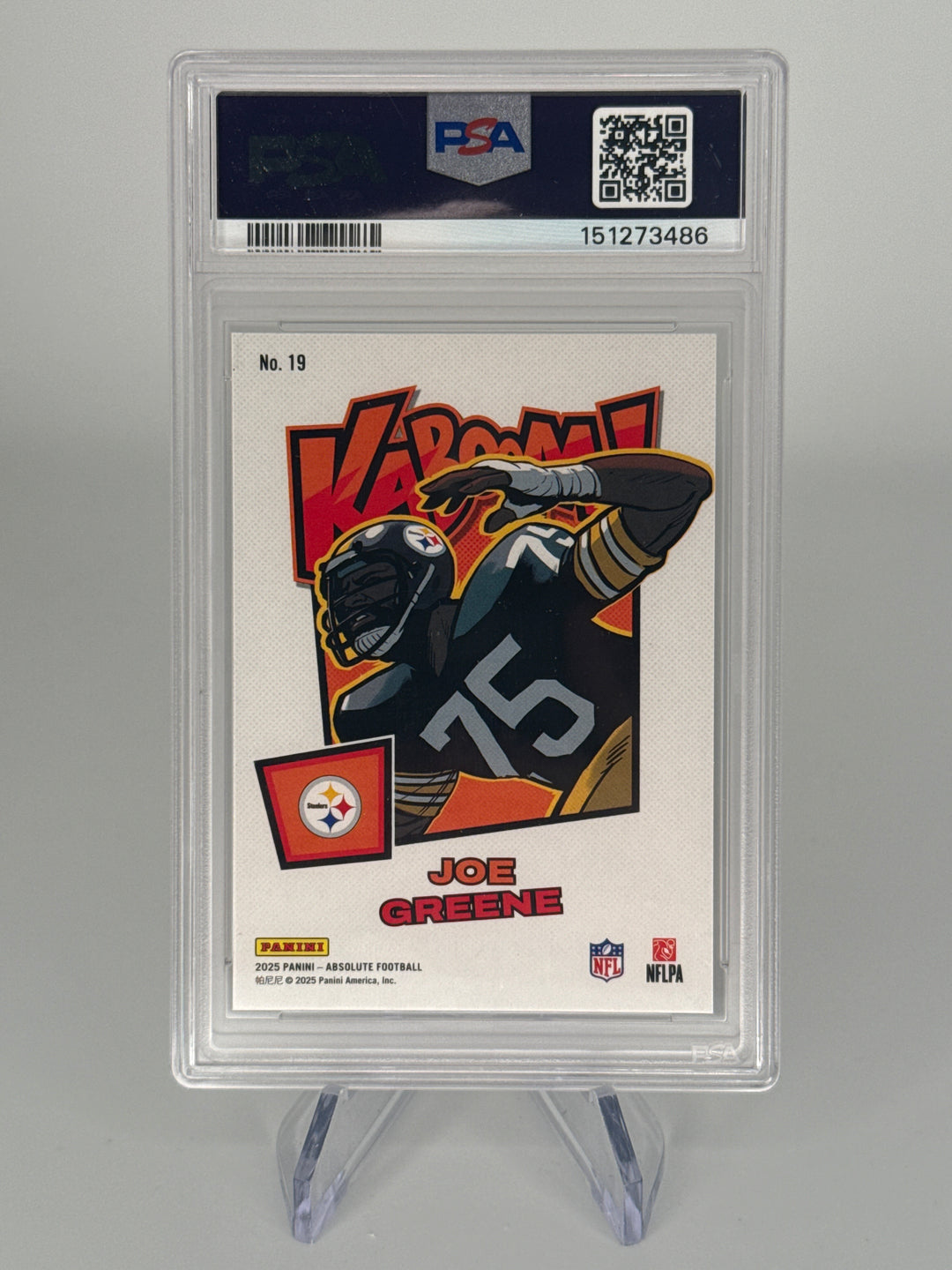 Joe Greene 2025 Panini Absolute KABOOM! Horizontal SSP Case Hit, PSA 10 Gem Mint
