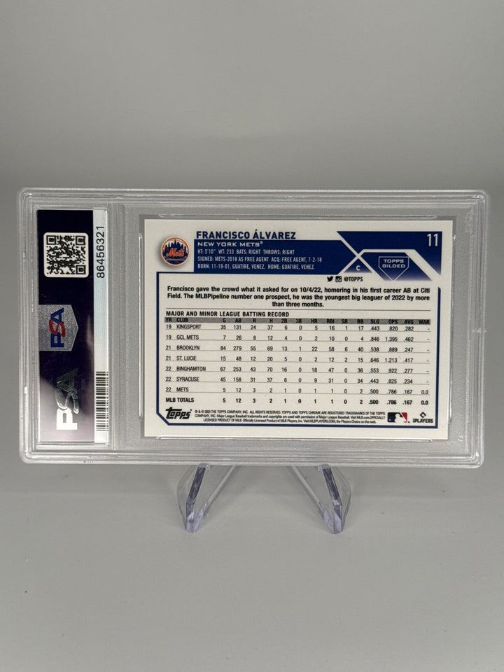 Francisco Alvarez 2023 Topps Gilded Collection Rookie, 77/99, PSA 9 Mint