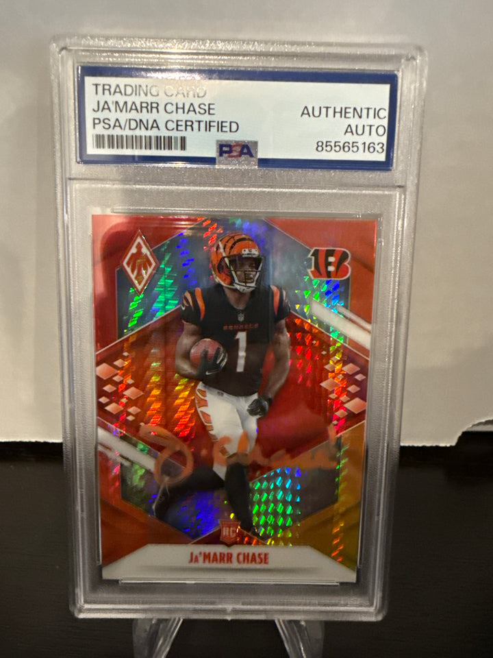 Ja'marr Chase 2021 Panini Phoenix Fire Busrt Rookie Card, PSA Authentic Auto