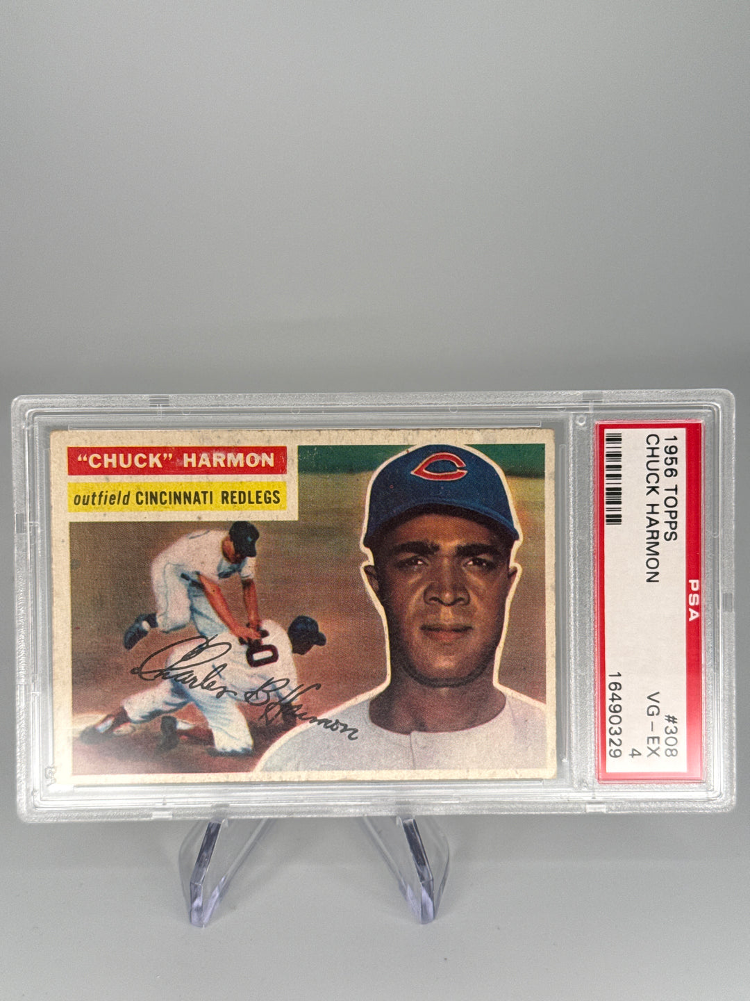 Chuck Harmon 1956 Topps, PSA 4
