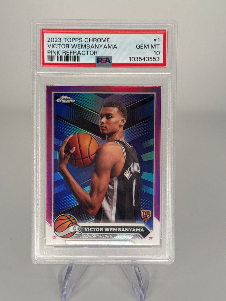 Victor Wembanyama 2023 Topps Chrome Pink Refractor Rookie, PSA 10 Gem Mint