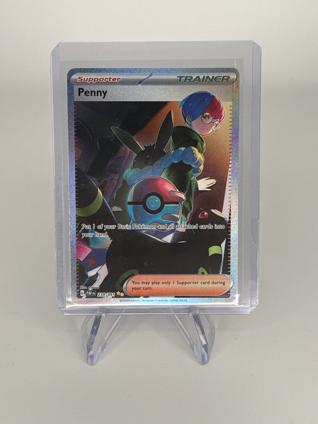 Pokemon TCG 2024 Penny Trainer Paldean Fates Special Illustration, 239/091
